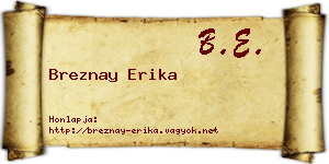 Breznay Erika névjegykártya